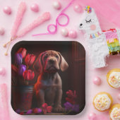 Assiettes en carton chien Fleur (Fête)