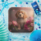 Assiettes en carton chien Fleur (Fête)