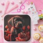 Assiettes en carton chien Fleur (Fête)