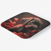 Assiettes en carton chien Fleur (Angulaire)