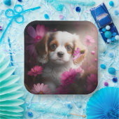 Assiettes en carton chien Fleur (Fête)