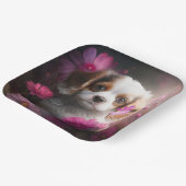 Assiettes en carton chien Fleur (Angulaire)