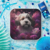 Assiettes en carton chien Fleur (Fête)