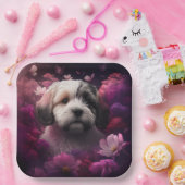 Assiettes en carton chien Fleur (Fête)