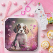 Assiettes en carton chien Fleur (Fête)