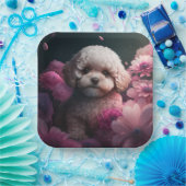 Assiettes en carton chien Fleur (Fête)