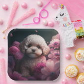 Assiettes en carton chien Fleur (Fête)