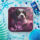 Assiettes en carton chien Fleur (Fête)