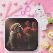 Assiettes en carton chien Fleur (Fête)