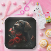 Assiettes en carton chien Fleur (Fête)