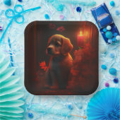 Assiettes en carton chien Fleur (Fête)