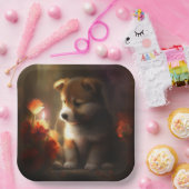 Assiettes en carton chien Fleur (Fête)