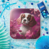 Assiettes en carton chien Fleur (Fête)