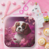 Assiettes en carton chien Fleur (Fête)