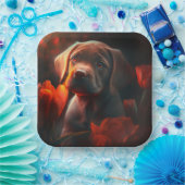 Assiettes en carton chien Fleur (Fête)