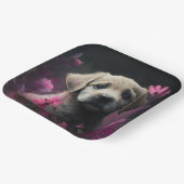 Assiettes en carton chien Fleur (Angulaire)
