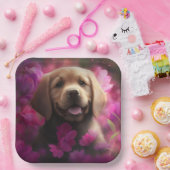 Assiettes en carton chien Fleur (Fête)