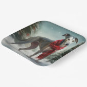 Assiettes En Carton Chien gris à Noël de neige (Angulaire)