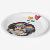 Assiettes En Carton Chien Havanais avec coeur Saint Valentin (Angle)