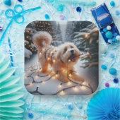 Assiettes En Carton Chien Havanais Dans Les Lumières De Noël Tangées (Fête)