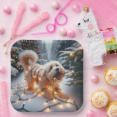 Assiettes En Carton Chien Havanais Dans Les Lumières De Noël Tangées (Fête)