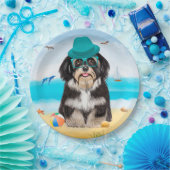 Assiettes En Carton Chien Havanais sur la plage (Fête)