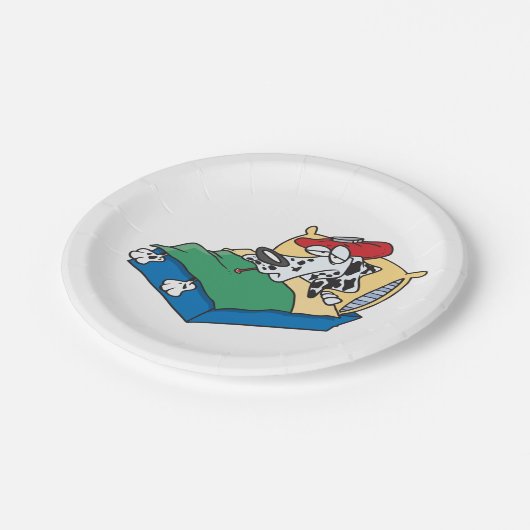 Assiettes En Carton Chien Malade Dans Le Lit (Angle)