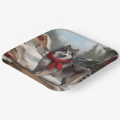 Assiettes En Carton Chien malamué de l'Alaska en Noël de neige (Angulaire)