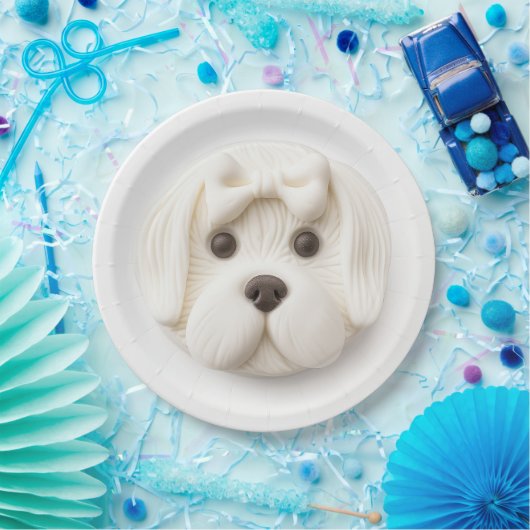Assiettes En Carton Chien maltais 3D inspiré (Fête)