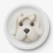 Assiettes En Carton Chien maltais 3D inspiré (Devant)