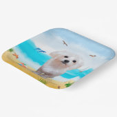 Assiettes En Carton Chien maltais sur la plage (Angulaire)