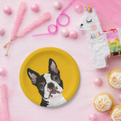 Assiettes En Carton Chien mignon de Boston Terrier pour le (Fête)