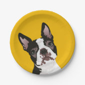 Assiettes En Carton Chien mignon de Boston Terrier pour le (Devant)