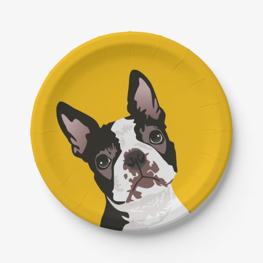 Assiettes En Carton Chien mignon de Boston Terrier pour le (Devant)