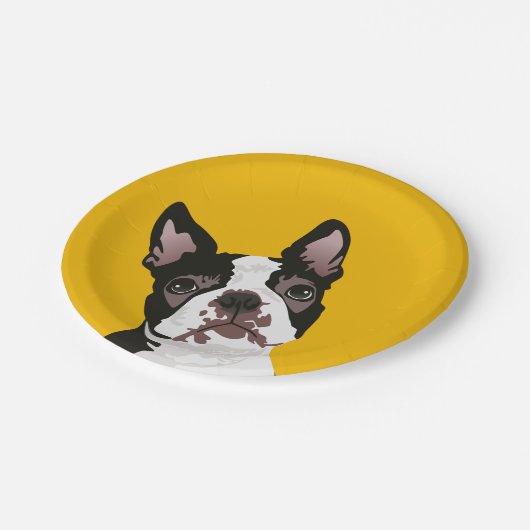 Assiettes En Carton Chien mignon de Boston Terrier pour le (Angle)