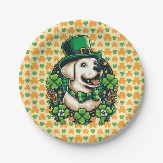 Assiettes En Carton Chien mignon de la Saint Patrick (Devant)