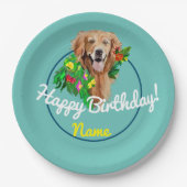 Assiettes En Carton Chien mignon Dreamy Golden Retriever (Devant)
