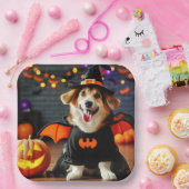 Assiettes En Carton Chien mignon en costume Halloween (Fête)