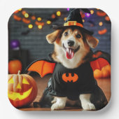 Assiettes En Carton Chien mignon en costume Halloween (Recto)