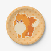 Assiettes En Carton Chien mignon Kawaii Pomeranian (Devant)