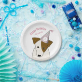 Assiettes En Carton chien mignon portant fête casquette rose gris fill (Fête)