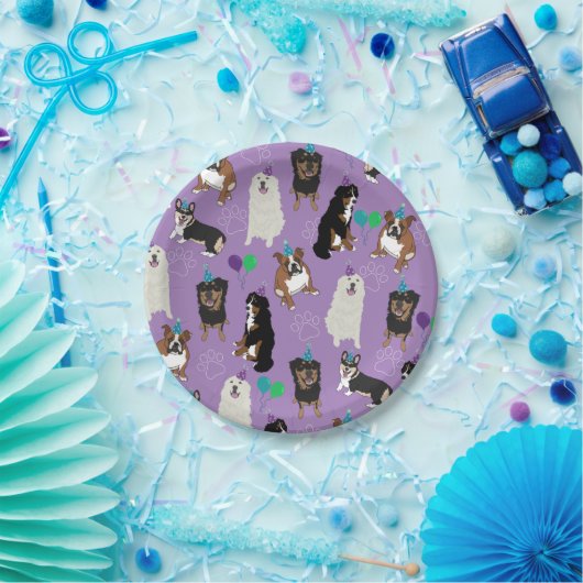 Assiettes En Carton Chien mignon se reproduit Anniversaire (Fête)