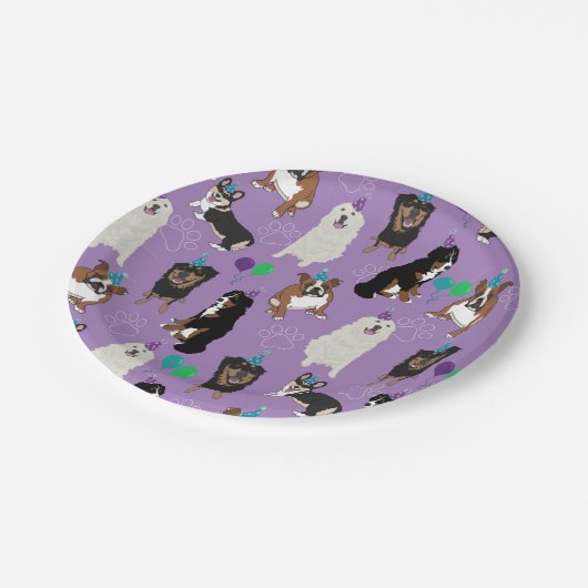 Assiettes En Carton Chien mignon se reproduit Anniversaire (Angle)