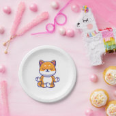Assiettes En Carton Chien mignon shiba inu faisant du yoga méditation (Fête)