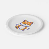 Assiettes En Carton Chien mignon shiba inu faisant du yoga méditation (Angle)