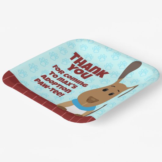 Assiettes En Carton Chien mignon sur clôture Pet d'adoption Pawprints (Angulaire)