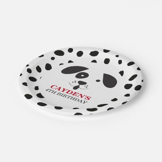 Assiettes En Carton Chien noir tache Dalmatie Plaques papier d'anniver (Angle)