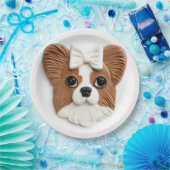 Assiettes En Carton Chien Papillon 3D inspiré (Fête)