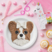 Assiettes En Carton Chien Papillon 3D inspiré (Fête)