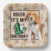 Assiettes En Carton Chien Personnalisé 1ère fête d'anniversaire Plaque (Recto)